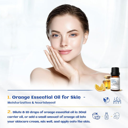 HIQILI Sweet Orange Essential Oil - 100% Pure Natural for Diffuser, Aromatherapy - 10ml