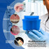 Denture Cup Dental Retainer Case - Dark Blue Cleaning Holder with Strainer Basket for Mouthguard Storage