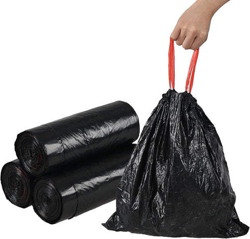 3 Gallon Drawstring Trash Bags, Black Small Garbage Bag, 110 Counts/3 Rolls