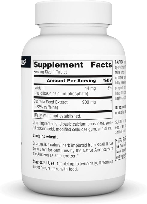 Source Naturals Guarana Energizer, 900 mg Dietary Supplement, 60 Tablets
