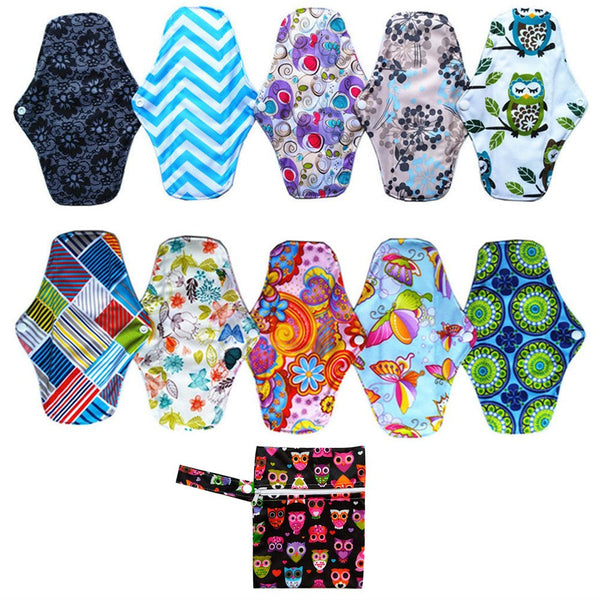 JOBEBE 10PCSBamboo Mama Cloth/Menstrual Pads/Reusable Sanitary Pads Panty Liner (M10-10)
