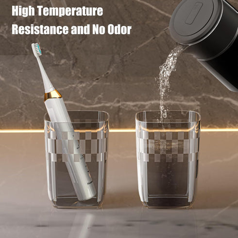 Travel Toothbrush Cup, Portable Holder with Cover for Bathroom, School, Business Trip (Black)