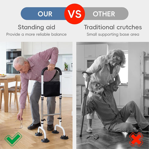 Honrane 5 Stand Assist Aid for Elderly, Standing Aid Rail Bar, Height Adjustments, Hip Knee Surgery Recovery Aid, Quad