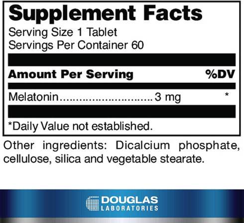 Douglas Laboratories Melatonin Prolonged Release - 3 mg Melatonin - Sleep Support Supplement - for Hormone Balance, Relaxation, Antioxidants & Immune System* - 60 Tablets