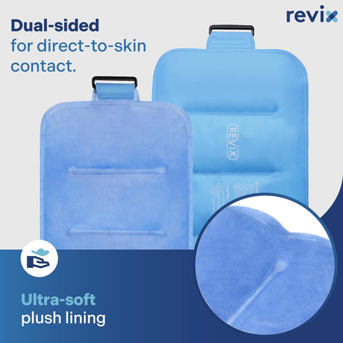 REVIX Gel Ice Pack for Back Injuries and Pain Relief - Soft Plush Lining Ice Wrap (16 × 9 ")