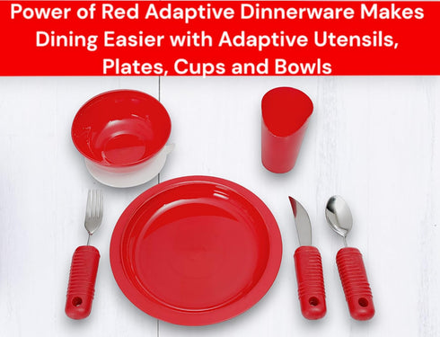 Essential Medical Supply Power of Red Adaptive Scoop Dish with Suction Cup Bottom and Rimmed Side for Easier Eating - includes 2 Dishes - Designed for Elderly and Senior Use Plus Dementia or Rehab