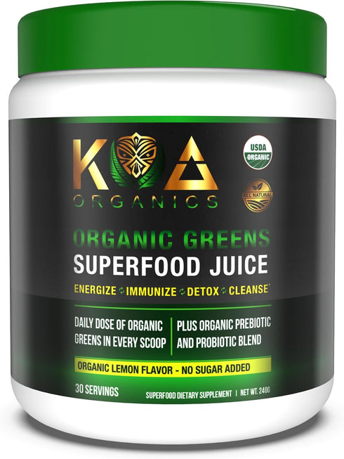 KOA Organics Greens Superfood Juice Powder - USDA Organic Super Greens Powder with with