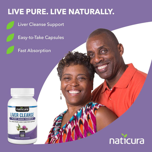Liver Cleanse Plant-Based Formula - Vegan Supplement with Milk Thistle, Vitamin C, Zinc - 120 Capsules, No Fillers or
