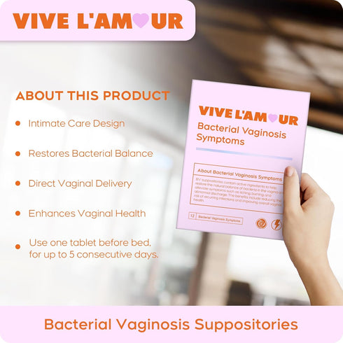 Vive L'Amour 12 Bacterial Vaginosis Symptoms, Vaginal Suppositories for Fishy Odor, Excess Discharge, Itching