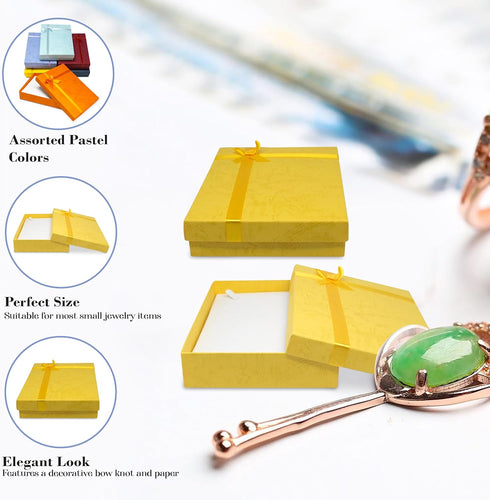 Novel Box 6 Pack Cardboard Jewelry Boxes for Necklaces - 5x7.1x1.3 Inches with Rosebug Bows