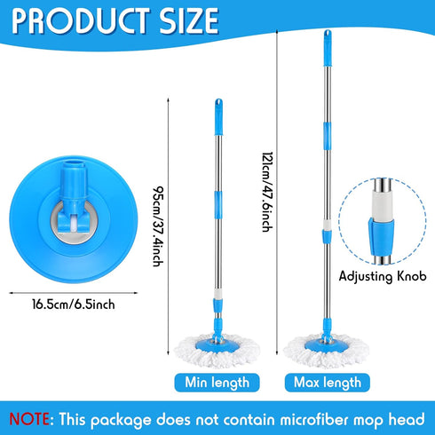 Spin Mop Replacement Handle, 360 Degree Rotating Telescopic Mop Pole for Household Cleaning Accessories (Cute Blue)