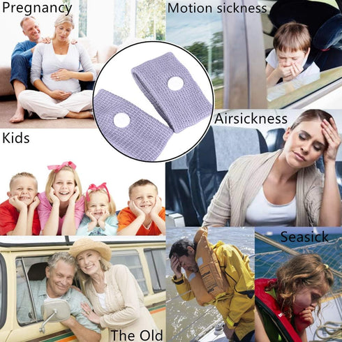 Anti Nausea Travel Sickness Wristbands, 2 Pairs Motion Sickness Bands for Kids & Adults, Natural Relief (Pink+Blue)