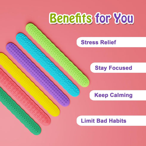 YCWKXJC 6 Pack Sensory Fidget Bracelets - ADHD Anxiety Relief Toys for Kids, Textured Silicone Slap Bracelet for Focus