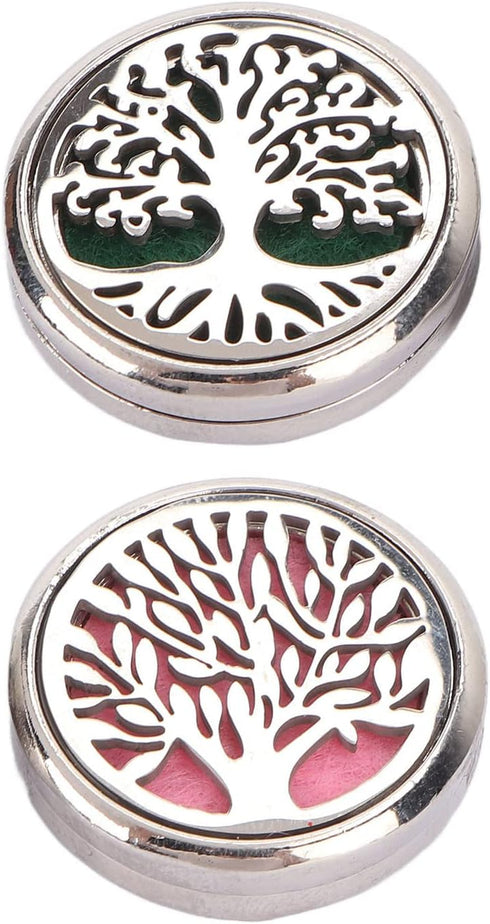 Srliya 2pcs Essential Oil Diffuser Brooches Stainless Steel Lightweight Hollow Out Tree Shape