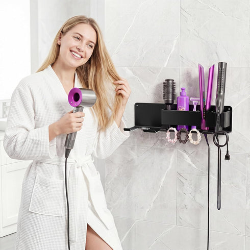 Hair Dryer Holder Wall Mounted, Blow Dryer Holder, Metal Hair Tool Organizer, Curling Iron, Straightener Holder, Hair