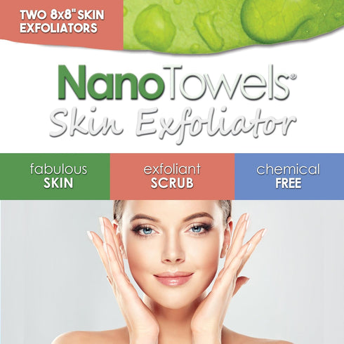 Nano Towels Skin Exfoliating Cleanser | Personal Microdermabrasion Face Wash, Body Scrub Cloth & Pore Toner | 2