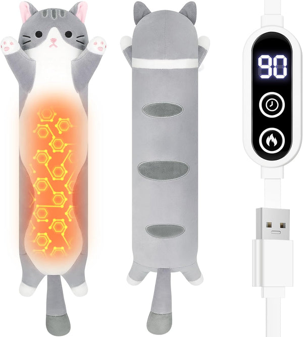 Cat Heating Pad-USB Heated Plush Stuffed Animals for Period Cramps and Menstrual