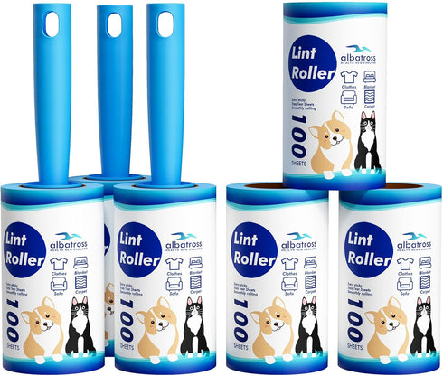 Lint Rollers for Pet Hair, Extra Sticky 600 Sheets Mega Value Set for Clothes and Furniture