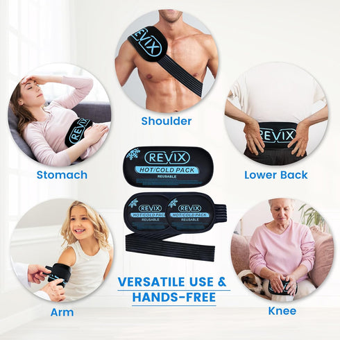 REVIX Ice Packs for Injuries Reusable, 5 Pack Hot and Cold Gel Ice Pack Set for Pain Relief, Swelling, and Recovery