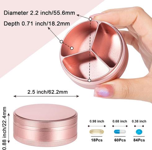 Metal Pill Box 3 Compartment - Heavy Duty Waterproof Pill Container for Pocket or Purse, Portable Travel Organizer for