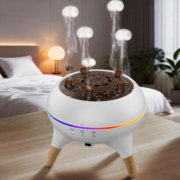 Mor bou Morbou Essential Oil Diffuser Jellyfish Mist Dancing with Music Aromatherapy, 7 Colorful