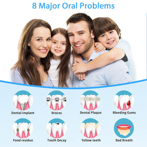 TUREWELL Water Dental Flosser for Teeth/Braces, 8 Jet Tips, 10 Pressure Levels, 600ML Oral Irrigator (Black)