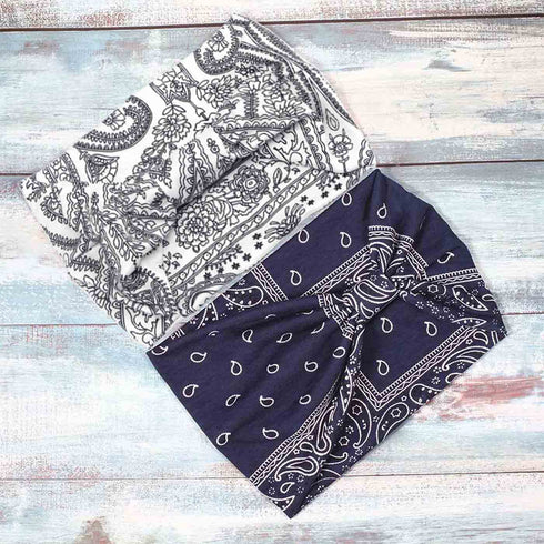 Yean Boho Wide Headbands, Black Stretch Hair Bands, Elastic Turbans for Women and Girls (Pack of 4)