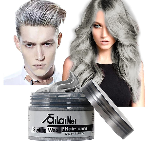Temporary Silver Gray Hair Wax 4.23oz - Instant Hairstyle Mud Cream for Party, Cosplay, Nightclub, Halloween