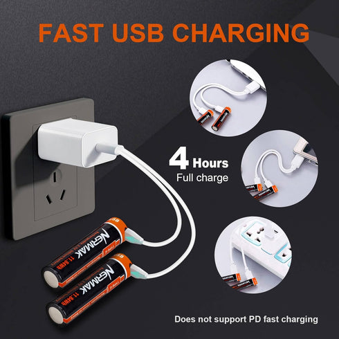 3.7V 3200mAh USB Rechargeable Lithium Ion Battery for Flashlights, Headlamps, Bluetooth Speaker, 2 Pack