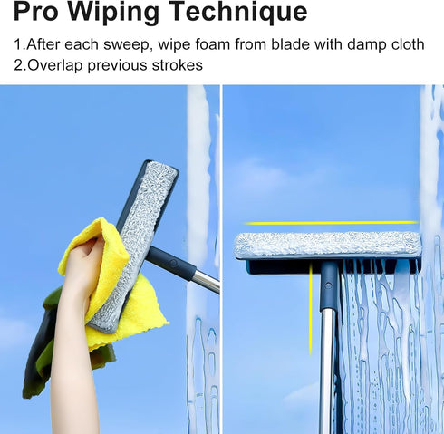 Purexa 3-in-1 60" 3 All-in-1 Window Squeegee for Home - Window Cleaning Kit with Microfiber Cloths & Screen Brush
