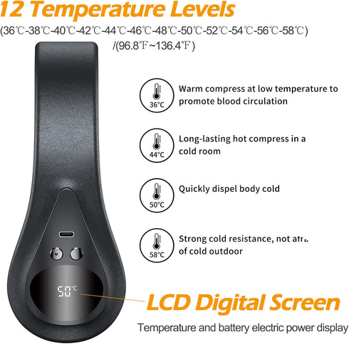 Portable Rechargeable Neck Warmer, Soft Leather Cordless Heated Scarf with 12 Heat Levels for Pain Relief