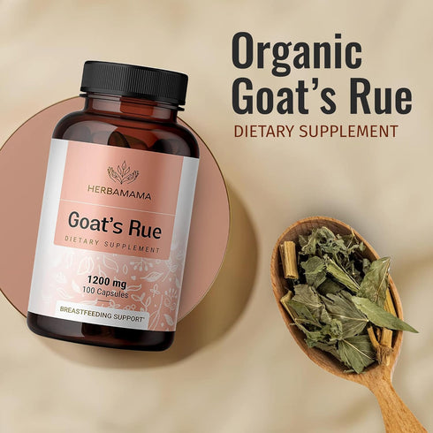 HERBAMAMA Goat's Rue Capsules - 1200 mg Nutritional Supplement for Milk, Lactation & Mammary Development - Non-GMO