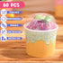 Jingmore 60 Pack 4 oz 5 Summer Ice Cream Paper Cups with Lids Disposable Ice Cream Bowls Paper Treat Dessert Cups Color