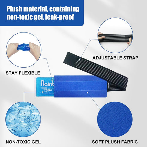 Reusable Ice Gel Pack for Injuries, Soft Cold Pack Hot Cold Compress for Joint Pain, Flexible & Adjustable