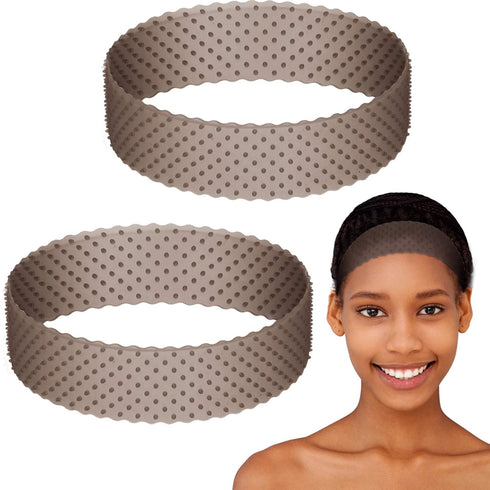 WILLBOND 2 Pieces Adjustable Silicone Wig Grip Band, Non-Slip Headband for Men Women Sports Yoga, Black