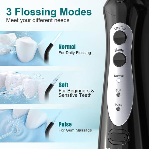 Nicefeel Water Dental Flosser - Portable Oral Irrigator, 3 Modes, 300ML Tank, IPX7 Waterproof, for Tonsil Stone
