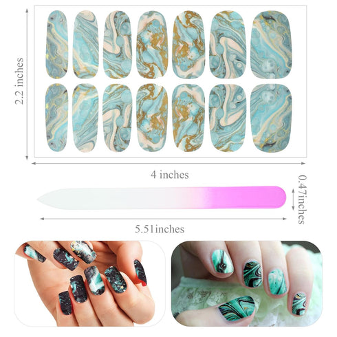 Maitys Full Wrap Nail Stickers (168 Pcs) - Gradient Glitter Self Adhesive Polish Strips with Fingernail Files