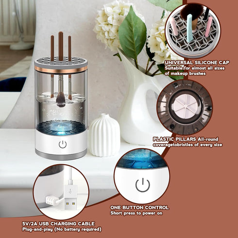 Electric Makeup Brush Cleaner Machine, Premium Automatic Spinning Tool for All Size Makeup Brushes