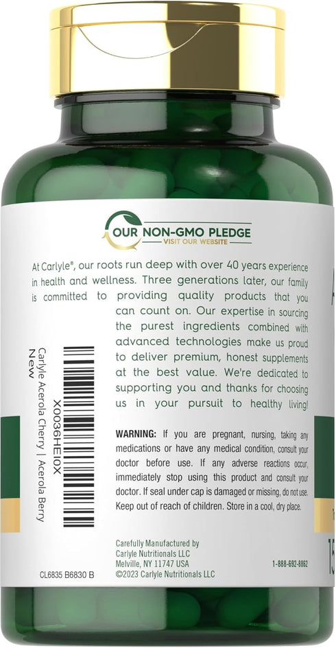 Carlyle Acerola Cherry Capsules, 1000mg, 150 Count, Non-GMO & Gluten Free