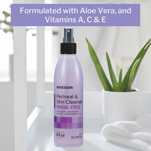 McKesson Perineal Skin Cleanser with Aloe, 8 oz Rinse-Free Body Wash for Incontinence Care