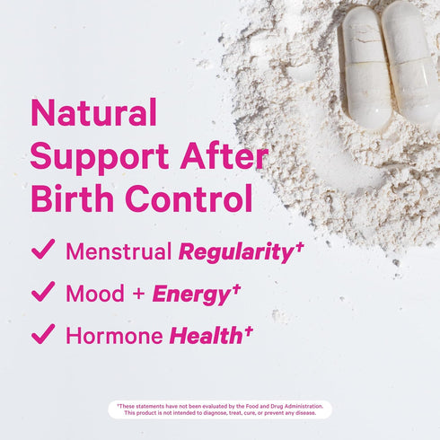 Pink Stork Birth Control Cleanse for Hormone Balance, with Chaste Tree Berry, Magnesium, Selenium, 60 Capsules