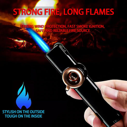 Cool Gadgets Metal Gears Butane Torch Lighters - Refillable Novelty Lighter for Camping, BBQ, Fireplace (Without Gas)