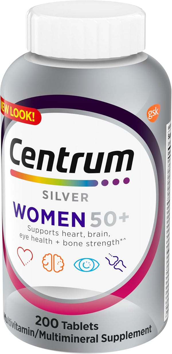 Centrum Silver Women's Multivitamin for Women 50 Plus - 200 Ct, Non-GMO, Supports Memory and Cognition