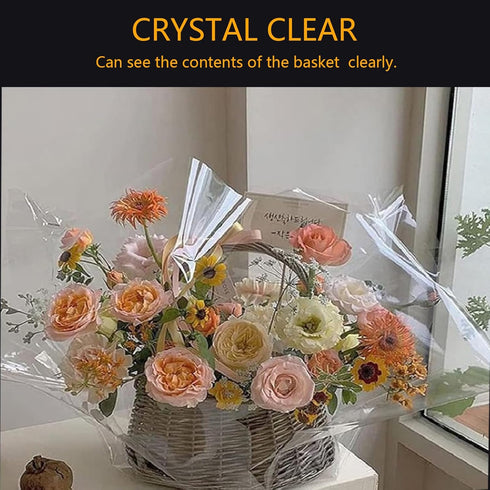 CATCYLUIS Clear Cellophane Wrap Roll for Gift Baskets, Flower Wrapping Paper, 31.5in, 3mil