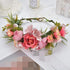 Women Floral Crown Boho Flower Headband, Hair Wreath Floral Halo Headpiece with Ribbon for Wedding Party Photos.