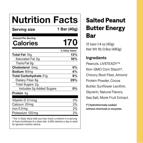 UCAN Energy Bars | Low Sugar, Vegan, Non-GMO, Keto Friendly | Salted Peanut Butter, 12 Count