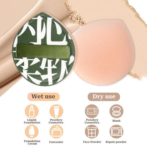 4 PCS Makeup Puff, Korean Teardrop Setting Powder Puff for Foundation, Concealer, Liquid Cream, Beginner-Friendly