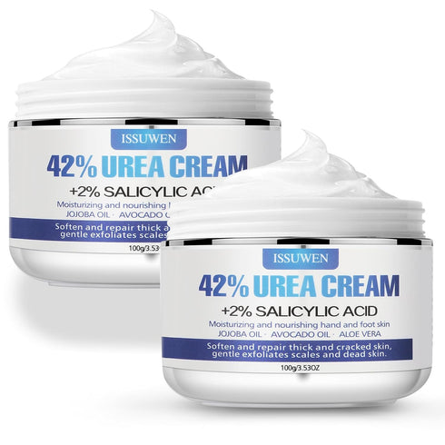 Urea Cream 42% Plus Salicylic Acid 2%, 2 Pack, Foot Care Moisturizer for Cracked Heels