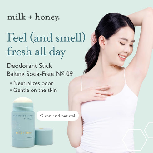 milk + honey Deodorant No. 09 - Baking Soda Free, Aluminum-Free Natural Deodorant for Women & Men, Lavender Tea Tree