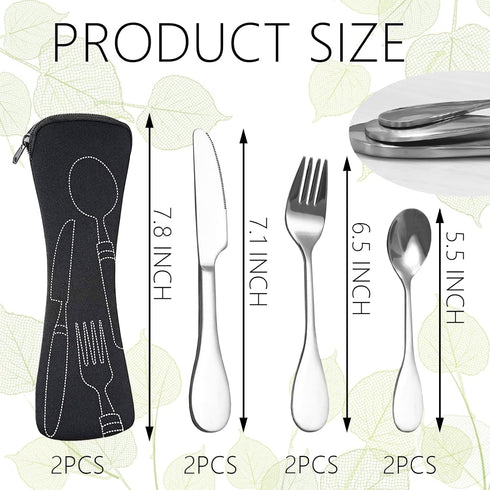8 PCS Bariatric Plates for Portion Control Eating Portion Management Control Flatware Weight Loss Silverware Serving Spoons Forks Knives with Fabric Storage Bags by LAPOHI